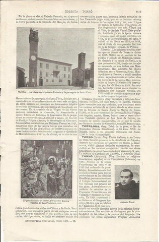 LAMINA ESPASA 35219: Plaza y Palacio de Torrita, Italia