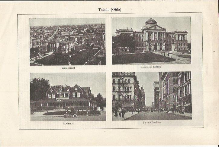 LAMINA ESPASA 35076: Vista, calle Madison, Palacio de Justicia y La Granja en Toledo, Ohio