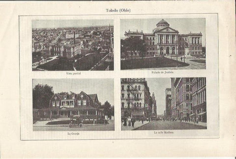 LAMINA ESPASA 35076: Vista, calle Madison, Palacio de Justicia y La Granja en Toledo, Ohio