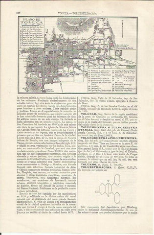 LAMINA ESPASA 35091: Plano de Toluca, Mexico