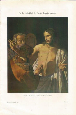 LAMINA ESPASA 35093: La incredulidad de Santo Tomas,por G. Honthorst