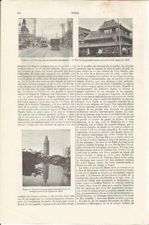 LAMINA ESPASA 35055: Vistas de Tokio en 1923