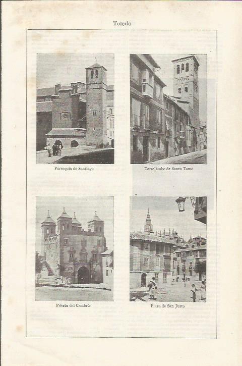 LAMINA ESPASA 35062: Parroquia de Santiago, Torre Arabe, Puerta del Cambron en Toledo