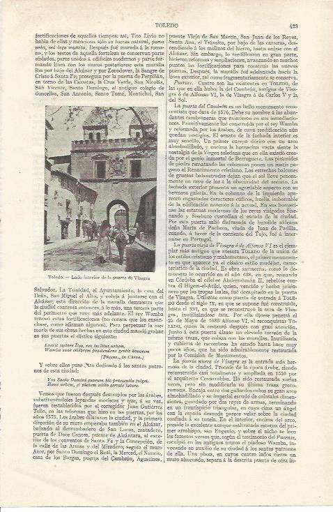 LAMINA ESPASA 35063: Puerta de Visagra en Toledo