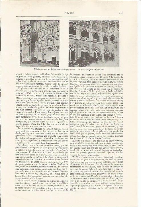 LAMINA ESPASA 35071: Interior de San Juan de los Reyes en Toledo