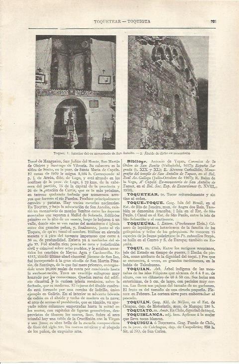 LAMINA ESPASA 35130: Monasterio de San Antolin en Toques