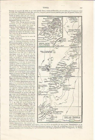 LAMINA ESPASA 35117: Mapa de las Islas Tonga