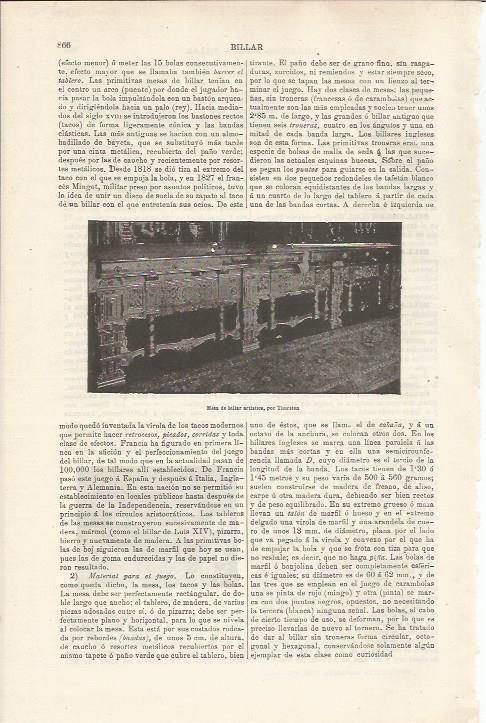 LAMINA ESPASA 34553: Mesa de billar artistica