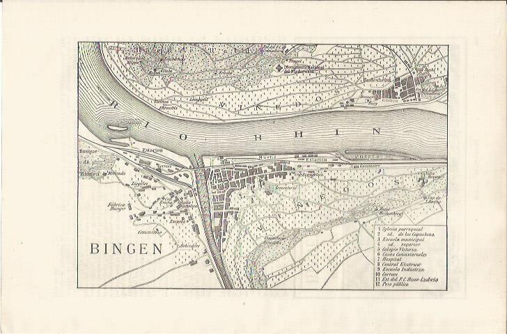 LAMINA ESPASA 34555: Plano de Bingen, Alemania