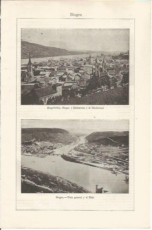 LAMINA ESPASA 34556: Vistas generales de Bingen, Alemania