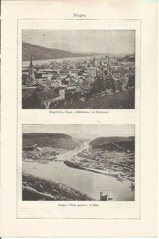 LAMINA ESPASA 34556: Vistas generales de Bingen, Alemania