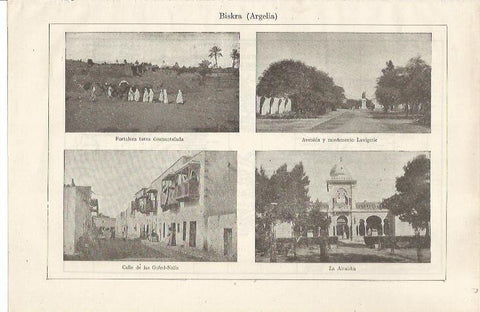 LAMINA ESPASA 34567: Fortaleza turca desmantelada, Calle de las Ouled Nails y Avenida Lavigerie en Biskra, Argelia