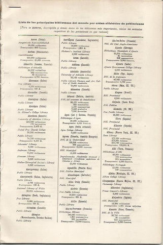 LAMINA ESPASA 34527: Lista de las principales bibliotecas del mundo