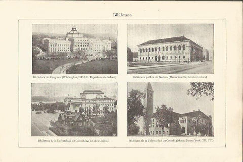 LAMINA ESPASA 34528: Biblioteca del Congreso de USA, publica de Boston, de la Universidad de Columbia y de la Universidad de Cornell