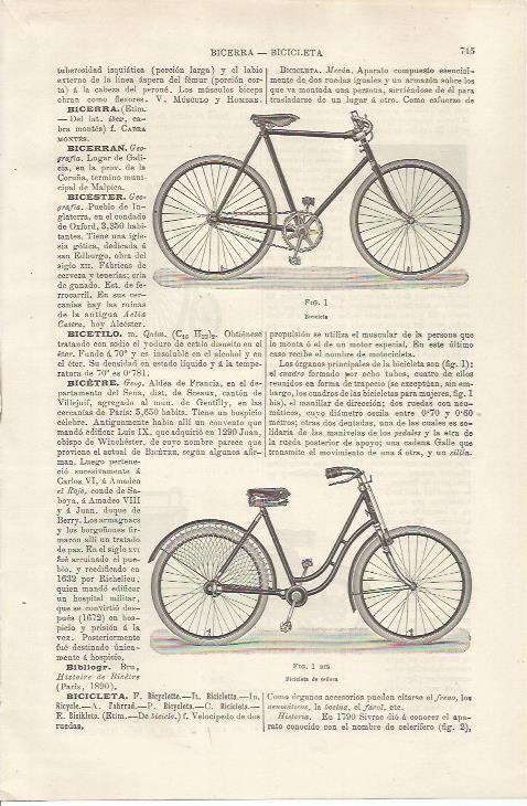 LAMINA ESPASA 34531: Bicicleta y bicicleta de señora