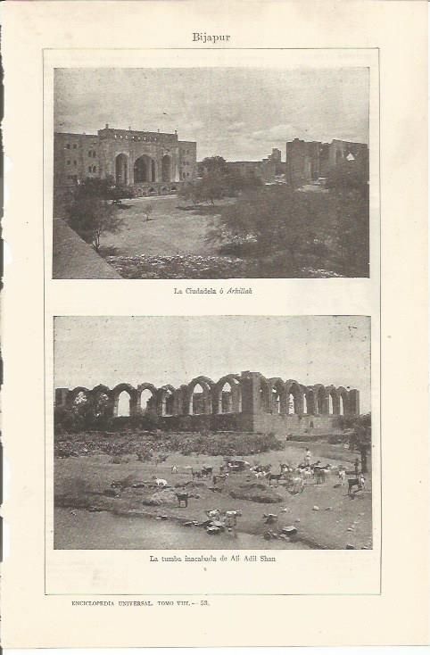 LAMINA ESPASA 34541: Ciudadela y tumba en Bijapur, India