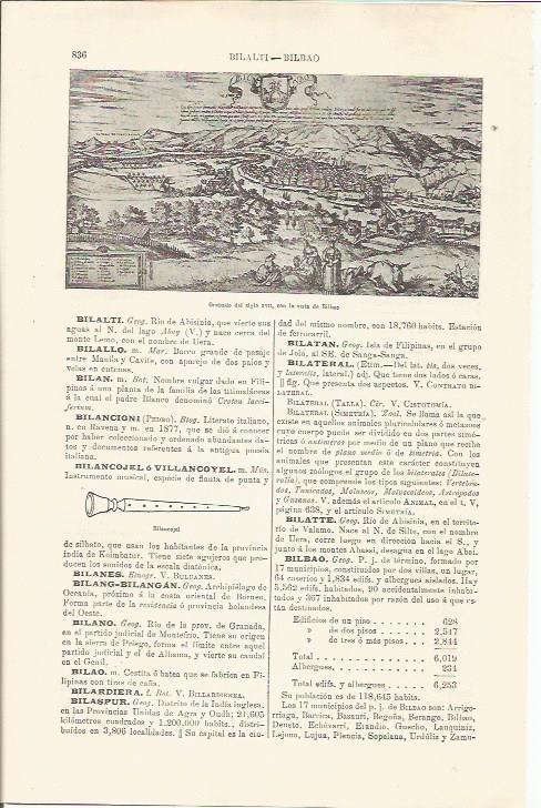 LAMINA ESPASA 34542: Grabado de Bilbao del siglo XXVII
