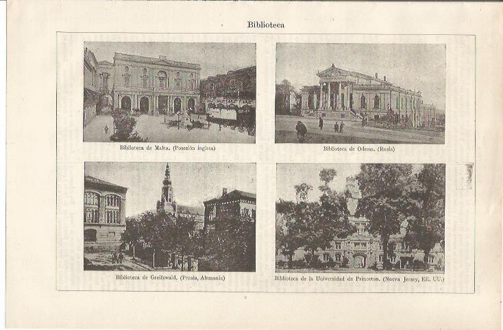 LAMINA ESPASA 34525: Biblioteca de Malta, de Odessa, de Greifswald y de la Universidad de Princeton