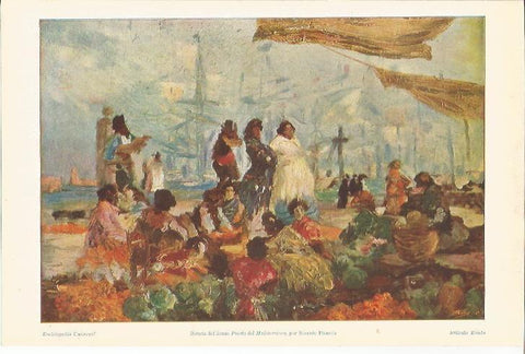 LAMINA ESPASA 34607: Boceto de Puerto del Mediterraneo, por Planells
