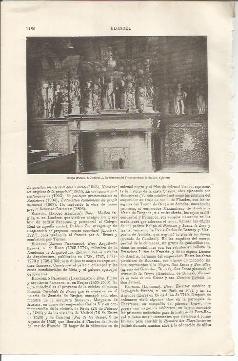 LAMINA ESPASA 34603: Chimenea en el Palacio de Justicia de Brujas