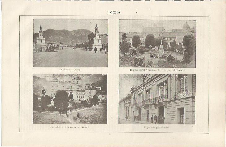 LAMINA ESPASA 34617: Avenida Colon, Jardin central. Catedral y Palacio Presidencial de Bogota