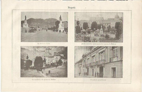 LAMINA ESPASA 34617: Avenida Colon, Jardin central. Catedral y Palacio Presidencial de Bogota