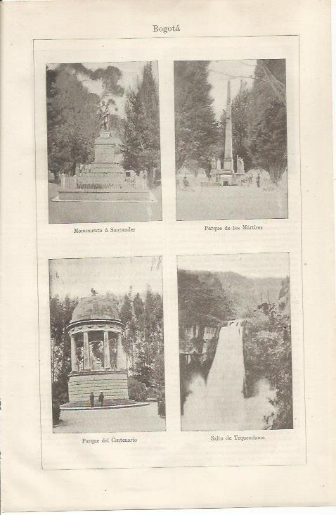 LAMINA ESPASA 34619: Monumento a Santander, Parque de los Martires y Parque del Centenario en Bogota