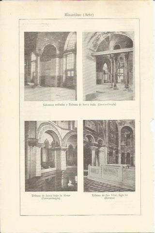 LAMINA ESPASA 34581: Interior de Santa Sofia de Estambul y de San Vitale de Ravena