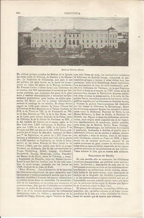 LAMINA ESPASA 34524: Biblioteca Nacional de Madrid