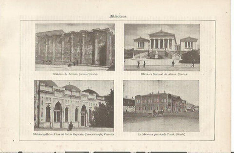 LAMINA ESPASA 34522: Biblioteca de Adriano, Nacional de Atenas, Publica de Estambul y biblioteca de Tomsk