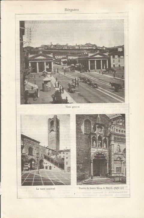 LAMINA ESPASA 34448: Vistas de Bergamo, Italia