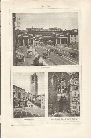 LAMINA ESPASA 34448: Vistas de Bergamo, Italia