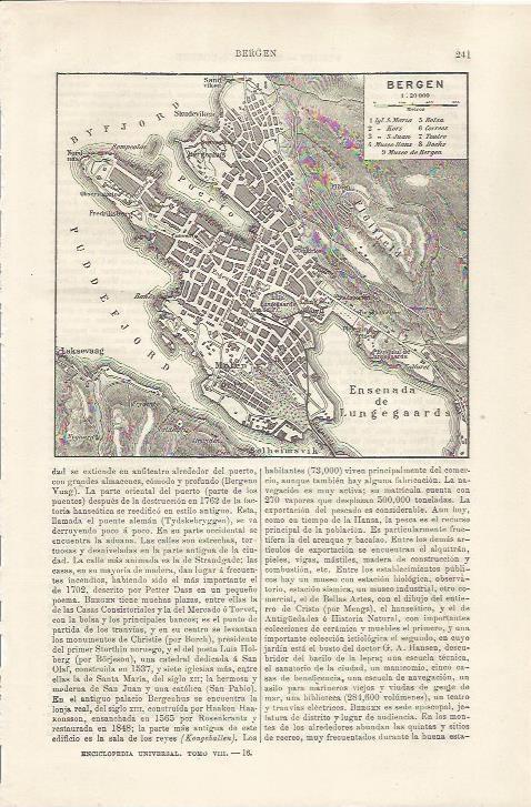 LAMINA ESPASA 34451: Plano de Bergen, Noruega