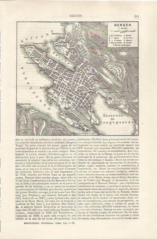 LAMINA ESPASA 34451: Plano de Bergen, Noruega