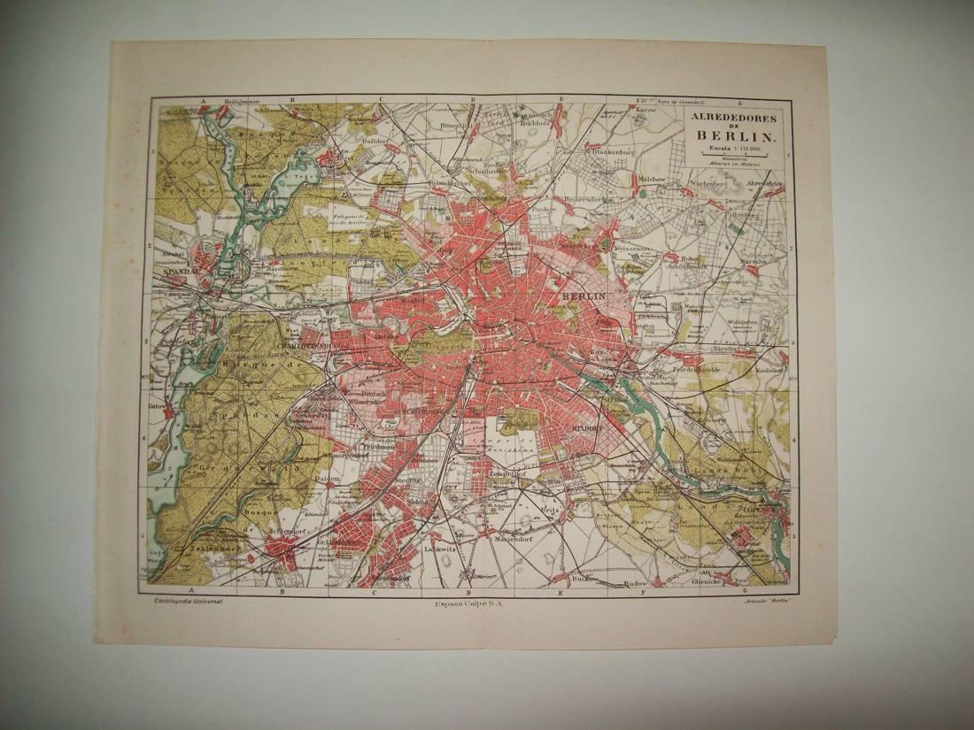 LAMINA ESPASA 34457: Mapa de los alrededores de Berlin