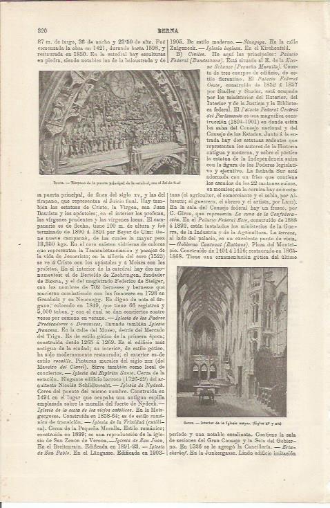 LAMINA ESPASA 34467: Timpano de la Catedral de Berna, Suiza