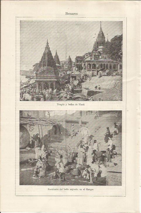 LAMINA ESPASA 34421: Templo y baños de Visnú, Benares. India