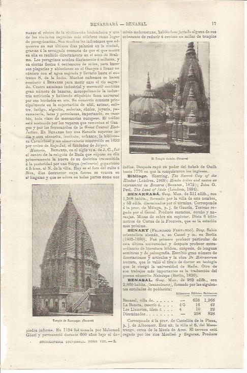 LAMINA ESPASA 34423: Templo Dorado y Templo de Rammagar en Benares, India