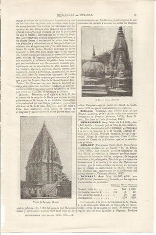 LAMINA ESPASA 34423: Templo Dorado y Templo de Rammagar en Benares, India