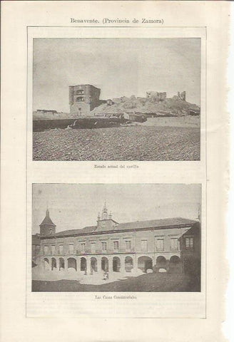 LAMINA ESPASA 34424: Castillo y Ayuntamiento de Benavente, Zamora