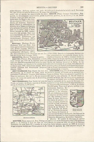 LAMINA ESPASA 34501: Plano del centro de Beuthen, Alemania
