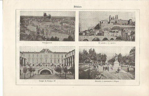 LAMINA ESPASA 34508: Puente, Coelgio de Enrique IV y alameda en Beziers, Francia