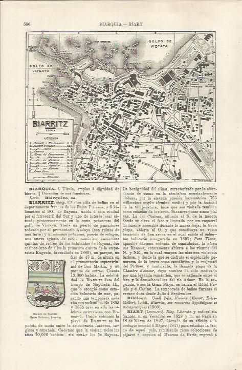 LAMINA ESPASA 34510: Plano de Biarritz, Francia