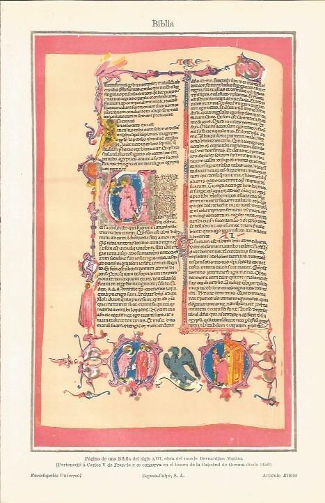 LAMINA ESPASA 34516: Pagina de una biblia del siglo XIII