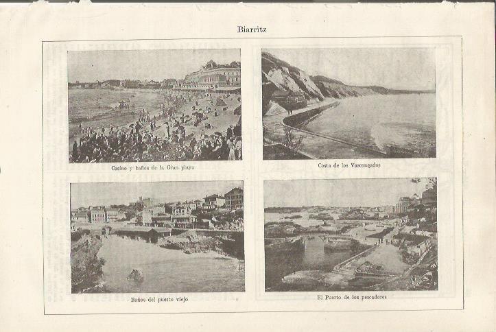 LAMINA ESPASA 34511: Casino, Costa de los Vascongados y Puerto en Biarritz. Francia