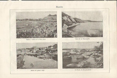 LAMINA ESPASA 34511: Casino, Costa de los Vascongados y Puerto en Biarritz. Francia
