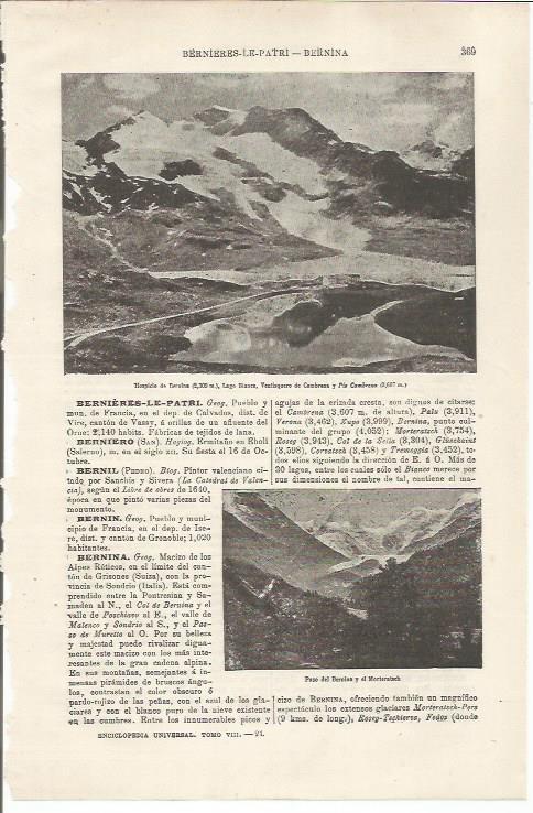 LAMINA ESPASA 34477: Hospicio de Bernina, Suiza