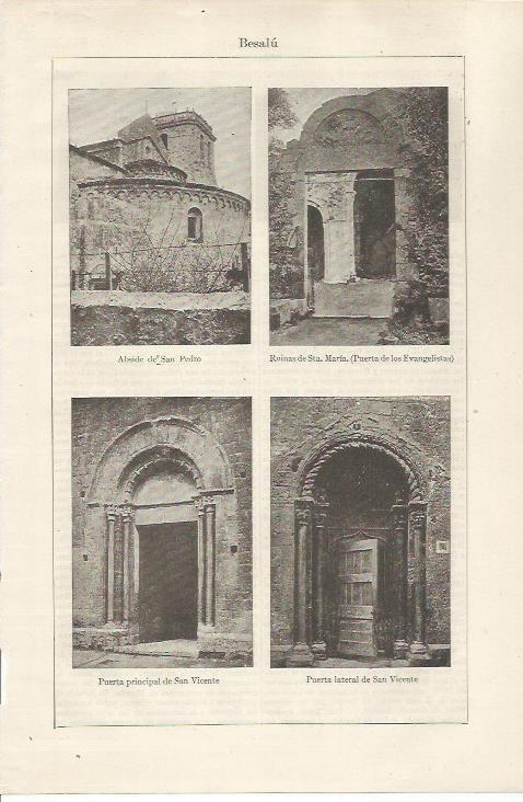 LAMINA ESPASA 34487: Detalles de iglesias de Besalu, Girona