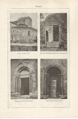 LAMINA ESPASA 34487: Detalles de iglesias de Besalu, Girona