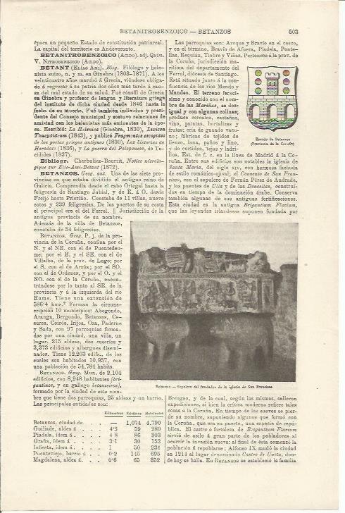 LAMINA ESPASA 34495: Sepulcro del fundador de la iglesia de San Francisco en Betanzos, Galicia